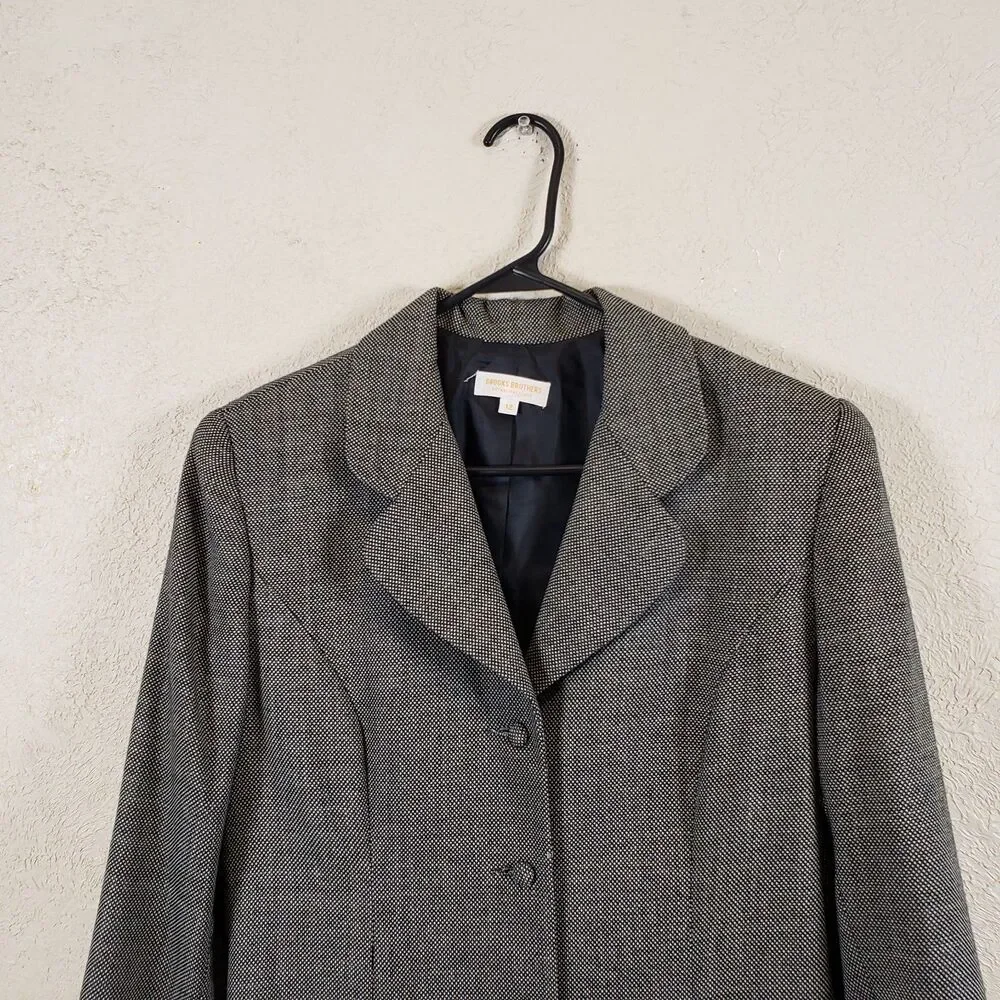 Vtg Brooks Brothers Gray 100% Wool Overcoat Trench Chesterfield Women's Size 12